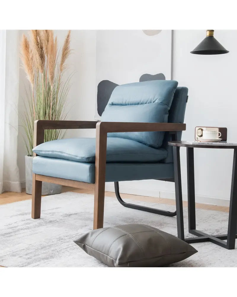 Single Sofa Chair with Extra-Thick Padded Backrest and Seat Cushion-Blue - Blue - Accent Chairs