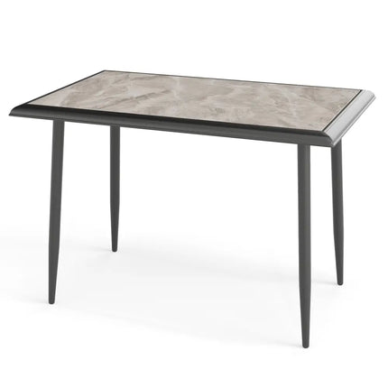 Sintered Stone Dining Table 44’’ Rectangular Kitchen Table with Metal Frame Indoor Modern Breakfast Table for Living
