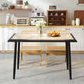 Sintered Stone Dining Table 44’’ Rectangular Kitchen Table with Metal Frame Indoor Modern Breakfast Table for Living