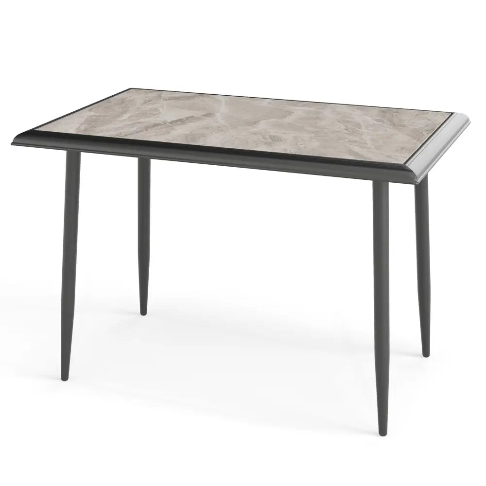 Sintered Stone Dining Table 44’’ Rectangular Kitchen Table with Metal Frame Indoor Modern Breakfast Table for Living