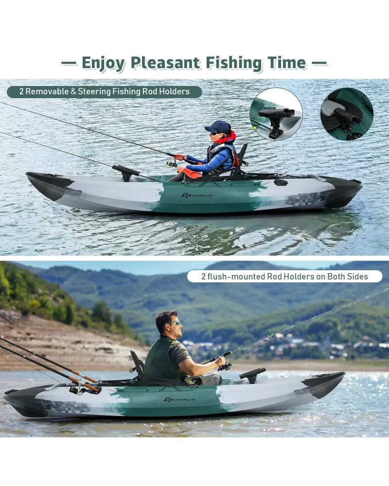 Sit-on-Top Fishing Kayak Boat With Fishing Rod Holders and Paddle-Gray - Gray - Surfing