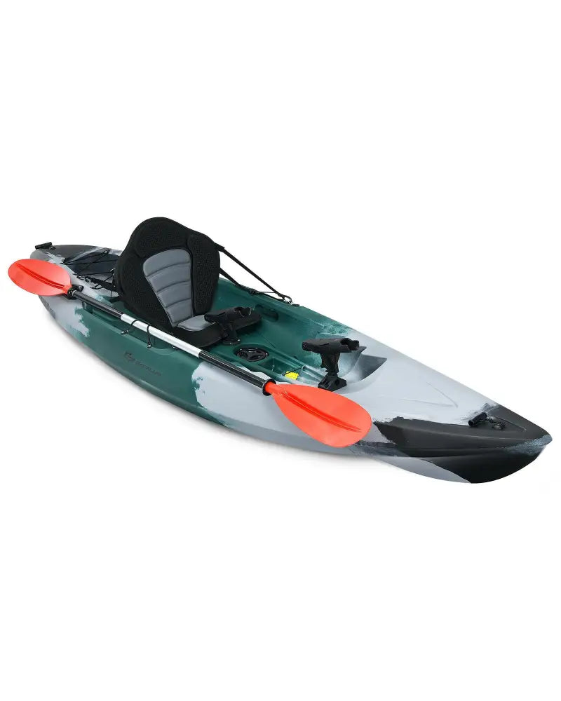 Sit-on-Top Fishing Kayak Boat With Fishing Rod Holders and Paddle-Gray - Gray - Surfing