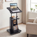 Sit-to-Stand Laptop Desk Cart Height Adjustable with Storage-Black - Black - Laptop Tables & Printer Stands