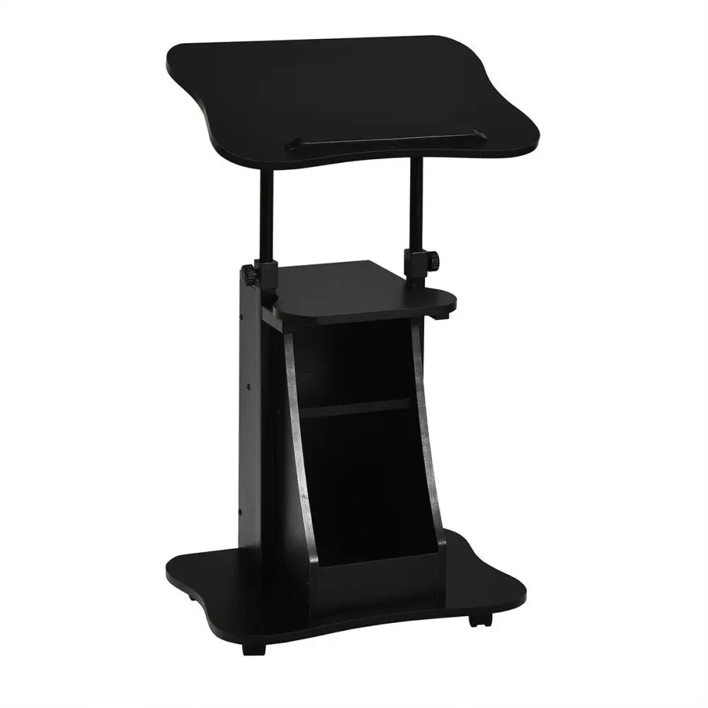 Sit-to-Stand Laptop Desk Cart Height Adjustable with Storage-Black - Black - Laptop Tables & Printer Stands