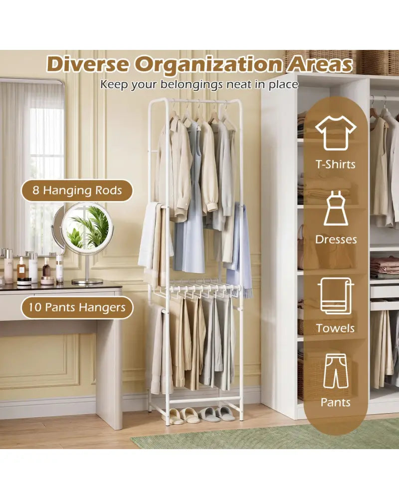 Slim Coat Rack Freestanding Garment Organizer with 8 Hanging Rods - Coat Racks & Hall Trees