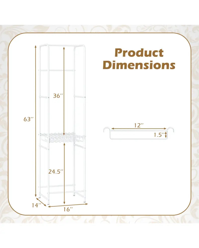 Slim Coat Rack Freestanding Garment Organizer with 8 Hanging Rods - Coat Racks & Hall Trees