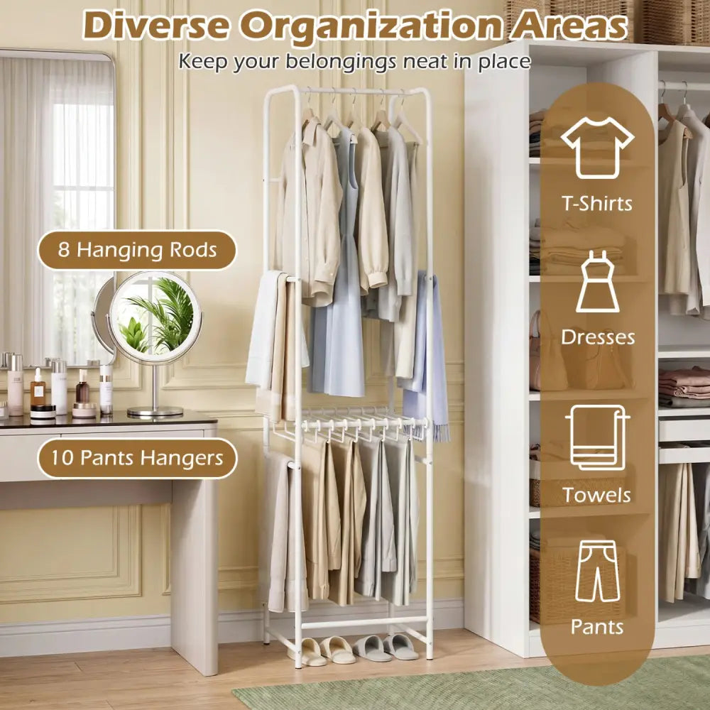 Slim Coat Rack Freestanding Garment Organizer with 8 Hanging Rods - Coat Racks & Hall Trees