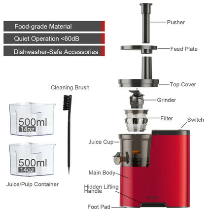 Slow Fruit Vegetable Masticating Juicer Cold Press Extractor - Juicers & Coffee Machines