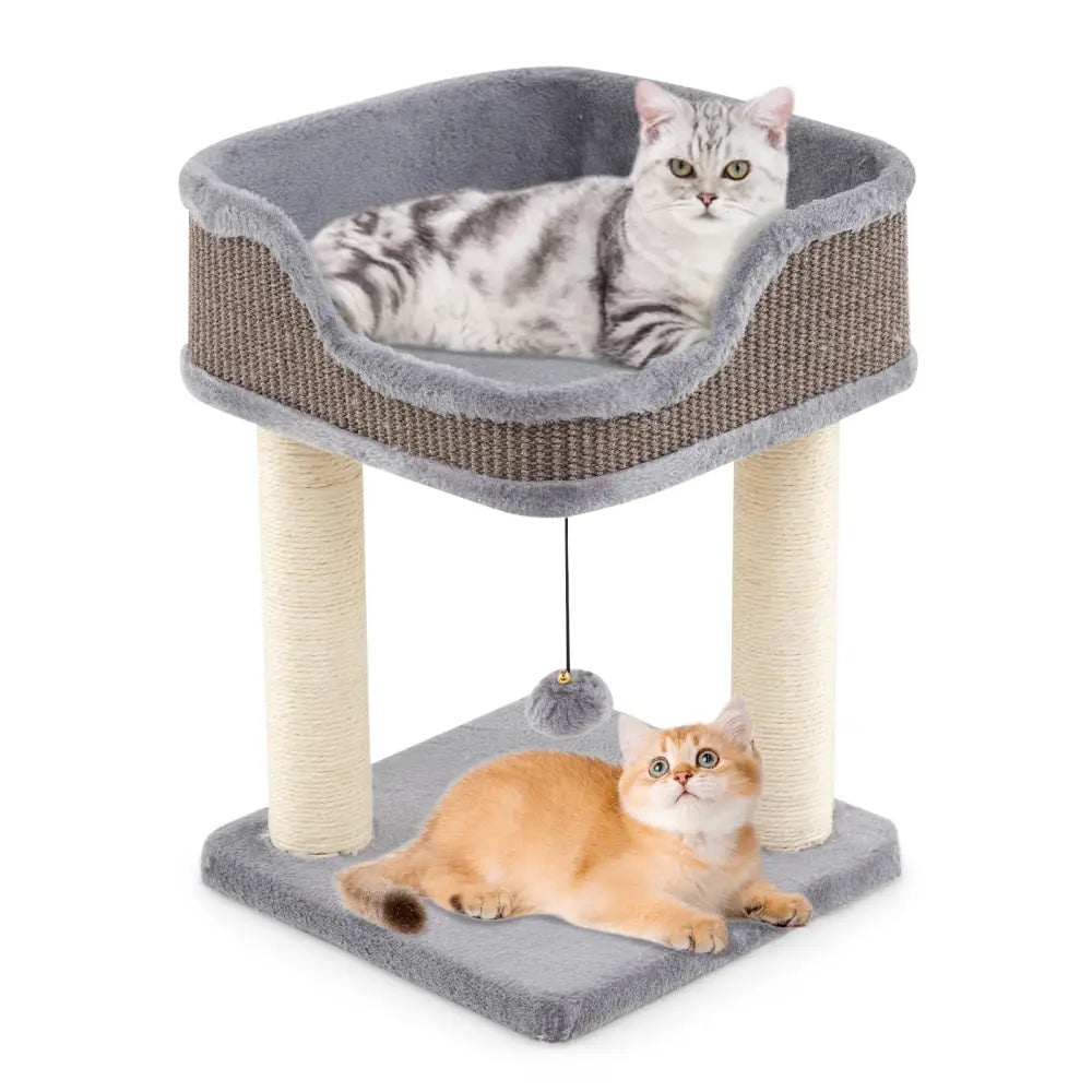 Small Cat Tree for Indoor Cats Kitty Tower with Comfy Plush Perch Sisal Scratching Posts-Gray - Gray - Cat Trees Condos
