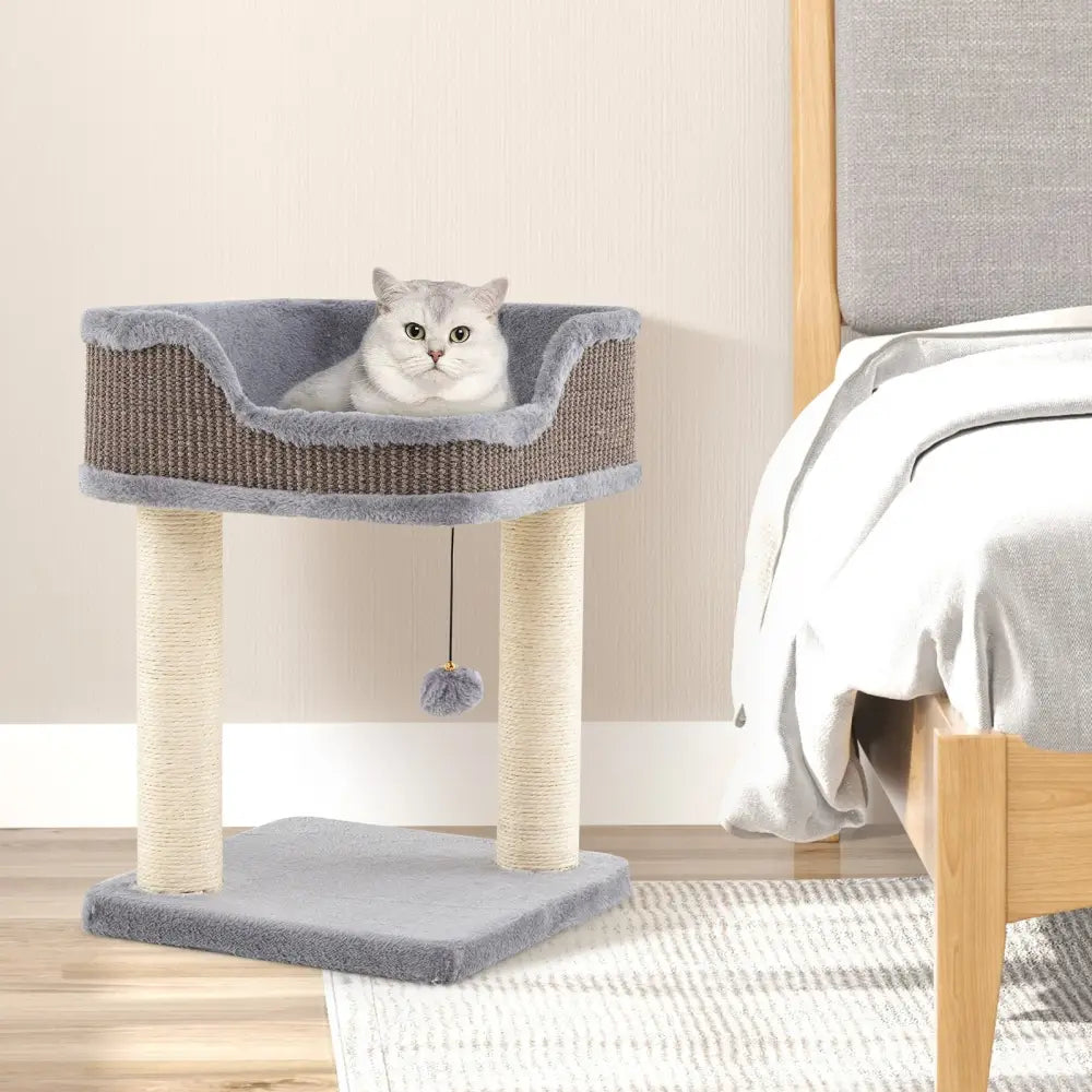 Small Cat Tree for Indoor Cats Kitty Tower with Comfy Plush Perch Sisal Scratching Posts-Gray - Gray - Cat Trees Condos