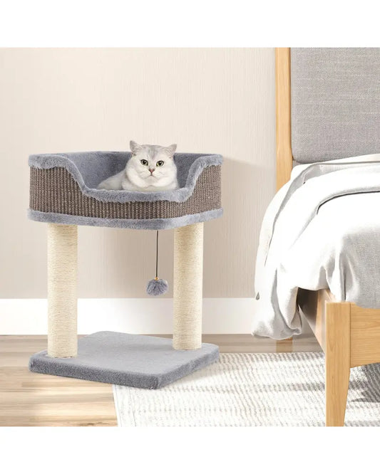 Small Cat Tree for Indoor Cats Kitty Tower with Comfy Plush Perch Sisal Scratching Posts-Gray - Gray - Cat Trees Condos