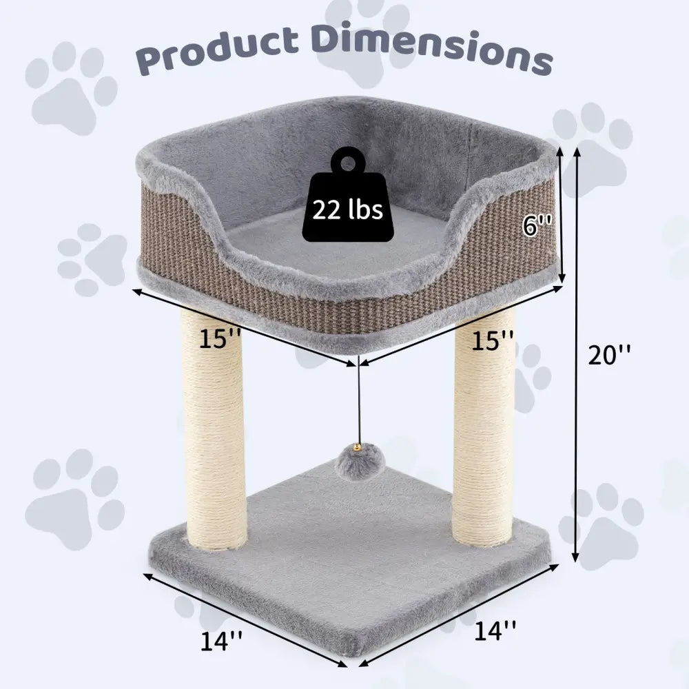 Small Cat Tree for Indoor Cats Kitty Tower with Comfy Plush Perch Sisal Scratching Posts-Gray - Gray - Cat Trees Condos