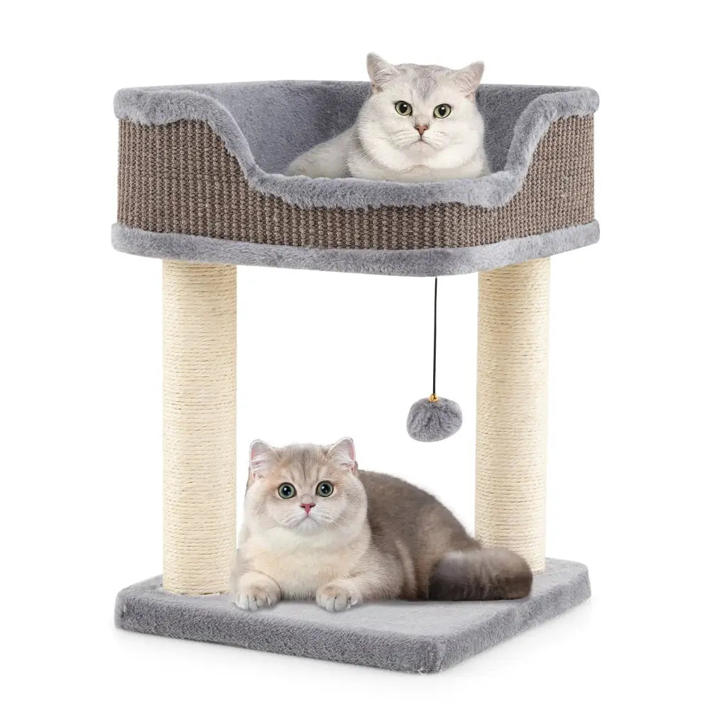 Small Cat Tree for Indoor Cats Kitty Tower with Comfy Plush Perch Sisal Scratching Posts-Gray - Gray - Cat Trees Condos