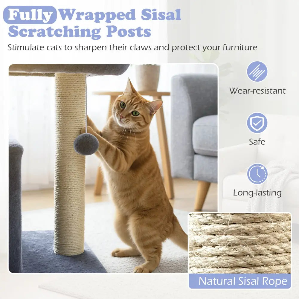 Small Cat Tree with Large Padded Plush Perch for Indoor Cats-Dark Gray - Dark Gray - Cat Trees Condos & Scratchers