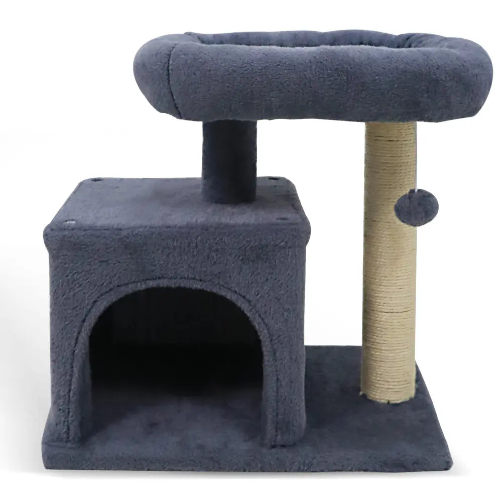Small Cat Tree with Large Padded Plush Perch for Indoor Cats-Dark Gray - Dark Gray - Cat Trees Condos & Scratchers