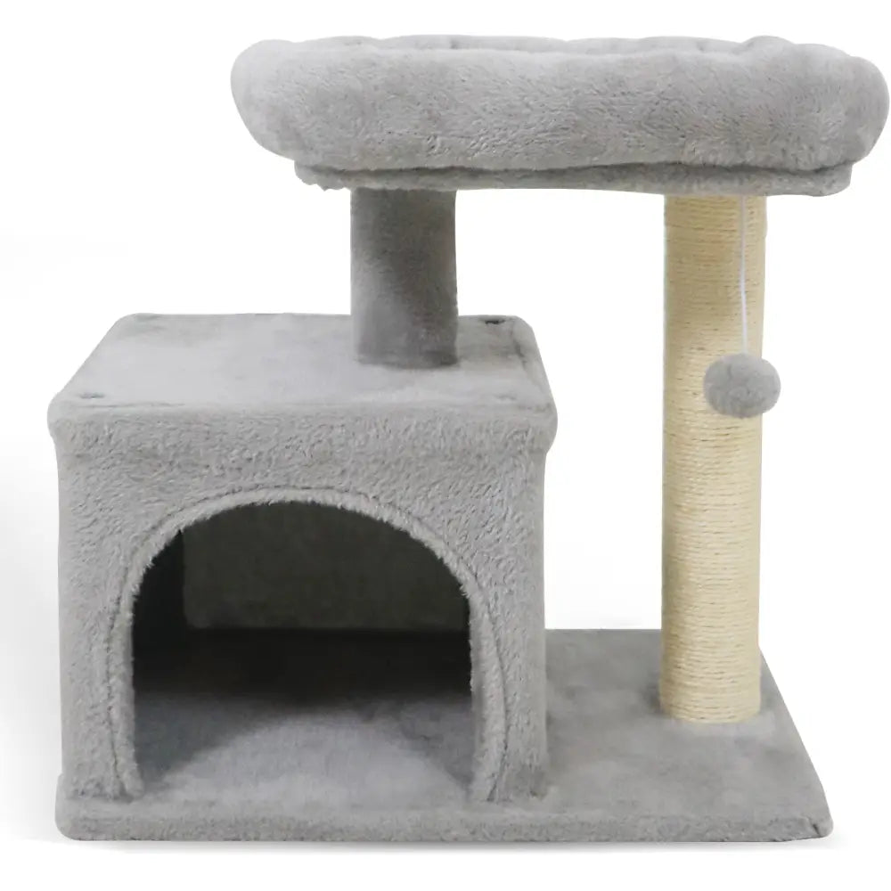 Small Cat Tree with Large Padded Plush Perch for Indoor Cats-Light Gray - Light Gray - Cat Trees Condos & Scratchers