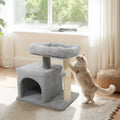 Small Cat Tree with Large Padded Plush Perch for Indoor Cats-Light Gray - Light Gray - Cat Trees Condos & Scratchers
