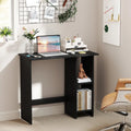 Small Computer Desk with Storage and Adjustable Shelf-Black - Black - Writing Desks