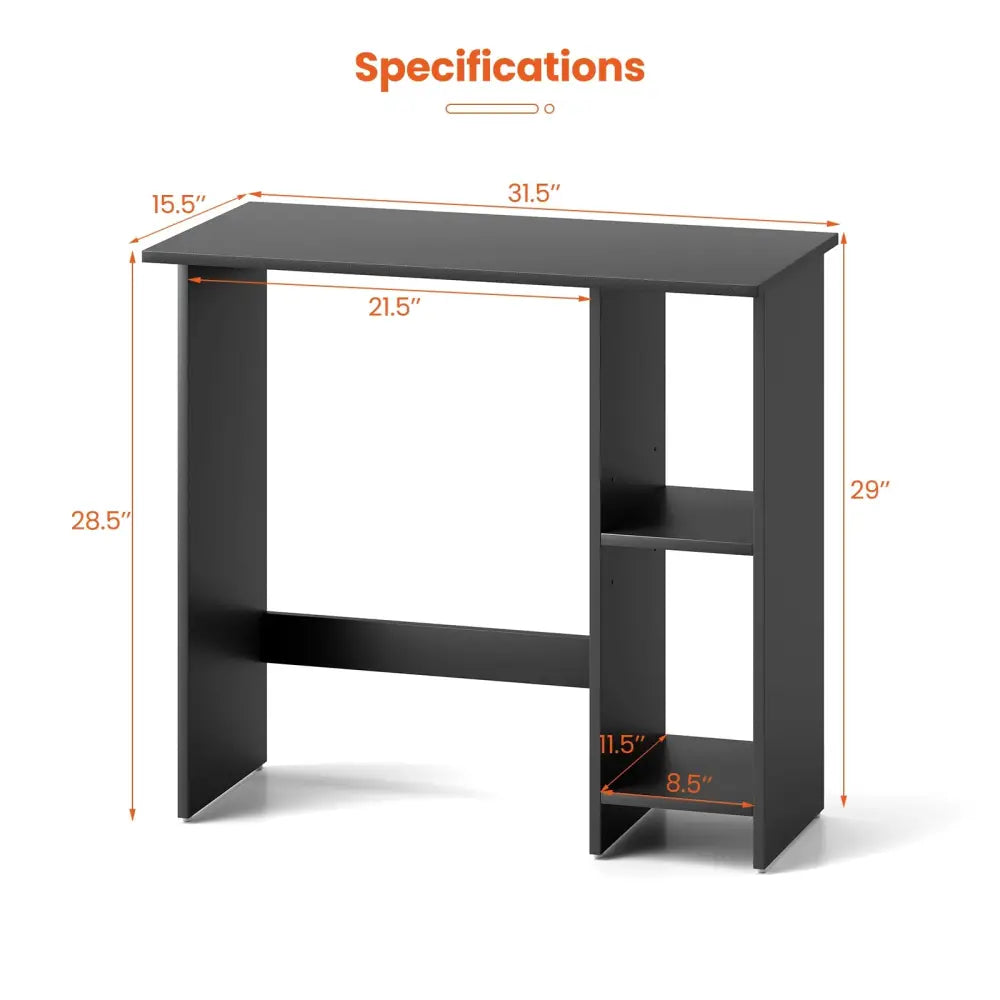 Small Computer Desk with Storage and Adjustable Shelf-Black - Black - Writing Desks