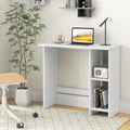 Small Computer Desk with Storage and Adjustable Shelf-White - White - Writing Desks