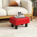 Small PU Leather Rectangular Seat Ottoman Footstool-Red - Red - Ottomans