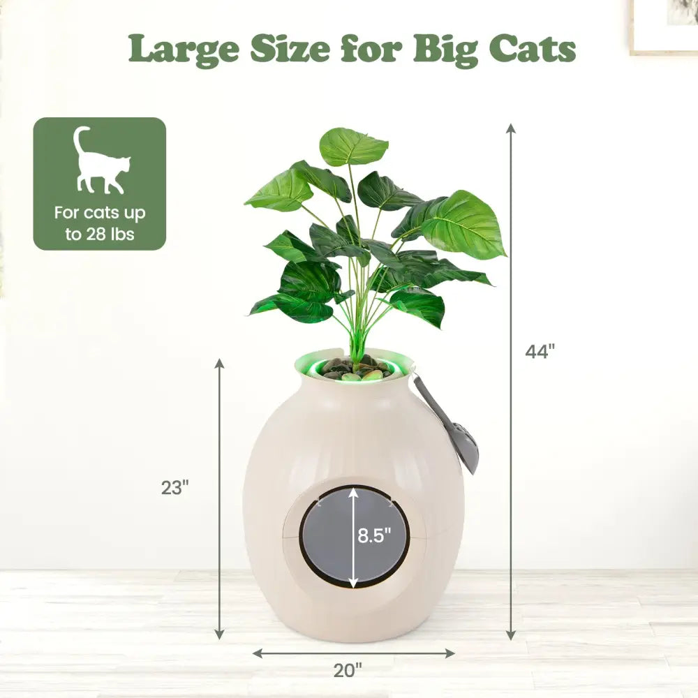 Smart Plant Cat Litter Box with Electronic Odor Removal & Sterilization-Beige - Beige - Cat Houses