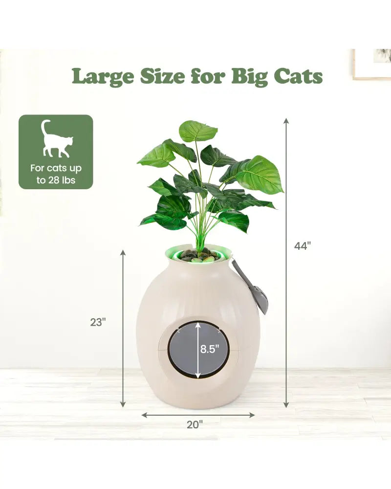 Smart Plant Cat Litter Box with Electronic Odor Removal & Sterilization-Beige - Beige - Cat Houses