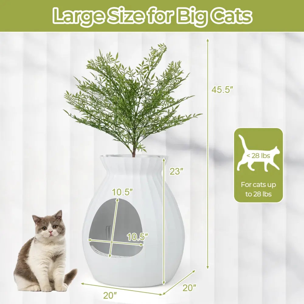 Smart Plant Cat Litter Box with Electronic Odor Removal and Sterilization-White - White - Cat Supplies