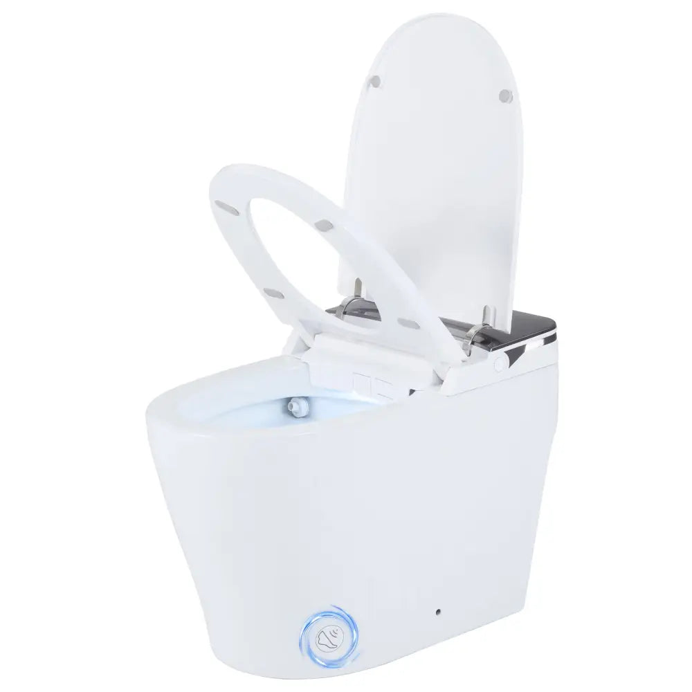 Smart Toilet with Built-in Bidet ADA Height with Auto Flush and Heated Seat and Remote-White - White - Toilet