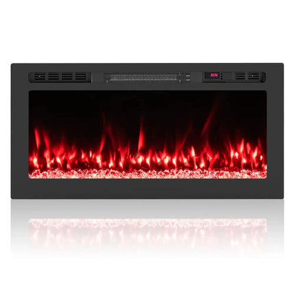 Smart WiFi Electric Fireplace Wall Mounted & Recessed 750W/1500W Heater-36 Inch Costway