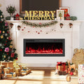 Smart WiFi Electric Fireplace Wall Mounted & Recessed 750W/1500W Heater-42 Inch - Black - Fireplaces