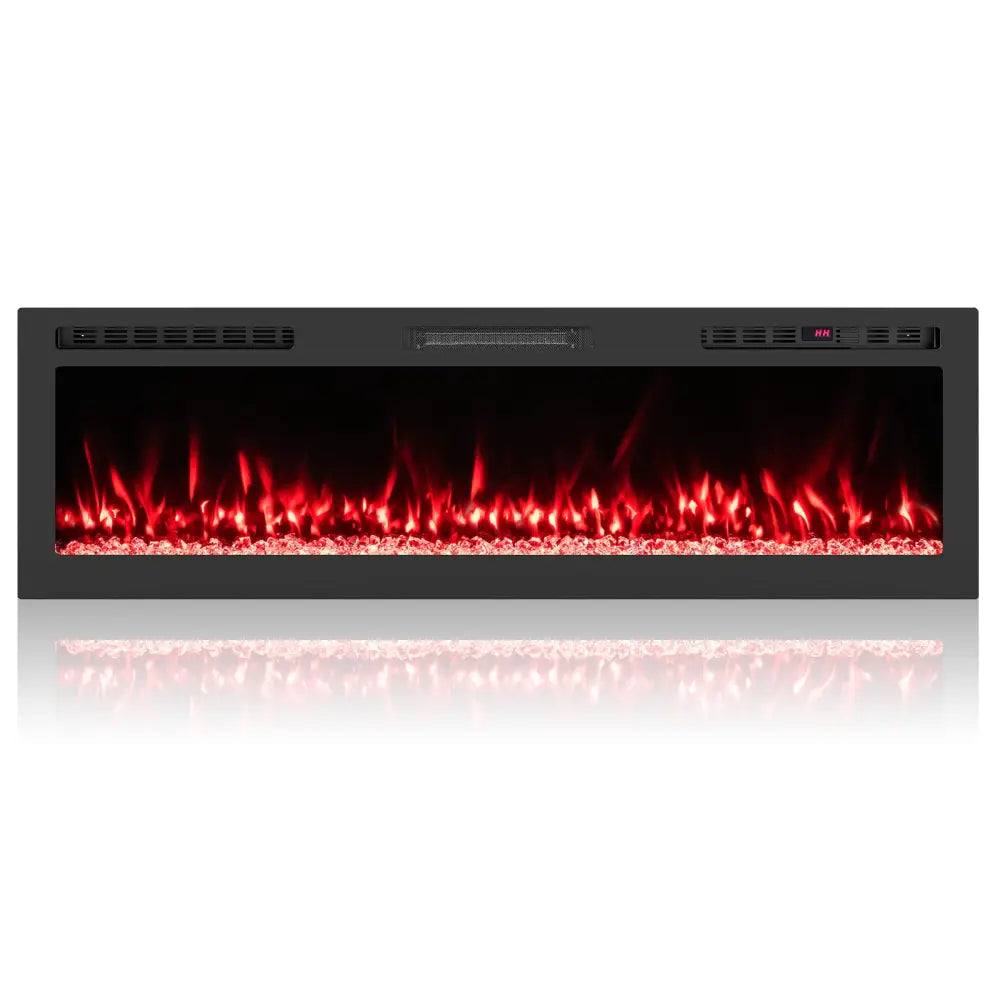 Smart WiFi Electric Fireplace Wall Mounted & Recessed 750W/1500W Heater-60 Inch - Black - Fireplaces