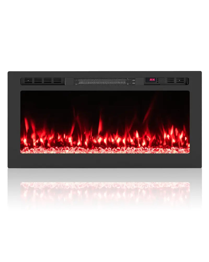 Smart WiFi Electric Fireplace Wall Mounted & Recessed 750W/1500W Heater-36 Inch - Black - Fireplaces