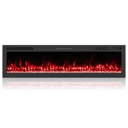 Smart WiFi Electric Fireplace Wall Mounted & Recessed 750W/1500W Heater-68 Inch Costway