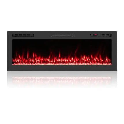 Smart WiFi Electric Fireplace Wall Mounted & Recessed 750W/1500W Heater-50 Inch Costway