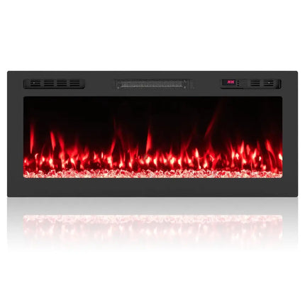 Smart WiFi Electric Fireplace Wall Mounted & Recessed 750W/1500W Heater-42 Inch Costway