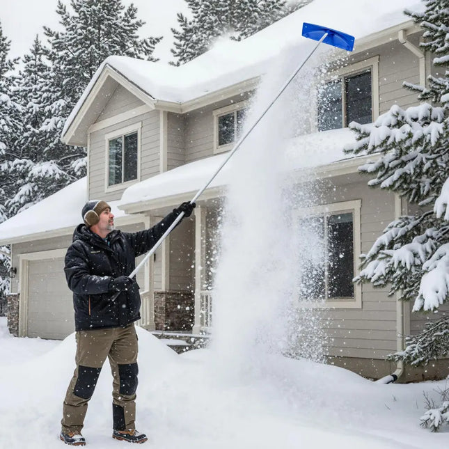 Snow Roof Rake with 24 Inch Wide Blade and Wheels - Snow Removal