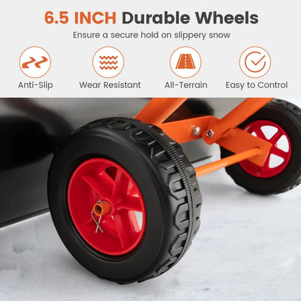Snow Shovel with Wheels with 30 Inches Wide Blade and Adjustable Handle-Orange - Orange - Snow Removal
