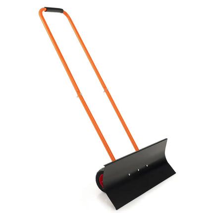 Snow Shovel with Wheels with 30 Inches Wide Blade and Adjustable Handle-Orange - Orange - Snow Removal