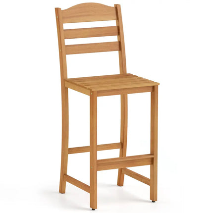 Solid Acacia Wood Bar Stools Heavy-duty Outdoor Barstools with 400 LBS Max Load - Patio Bar Furniture
