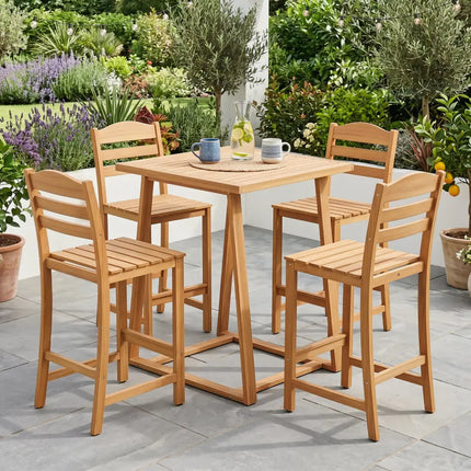 Solid Acacia Wood Bar Stools Heavy-duty Outdoor Barstools with 400 LBS Max Load - Patio Bar Furniture