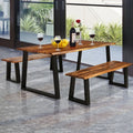 Solid Acacia Wood Patio Bench Dining Bench Seating Chair - Natural - Outdoor Benches