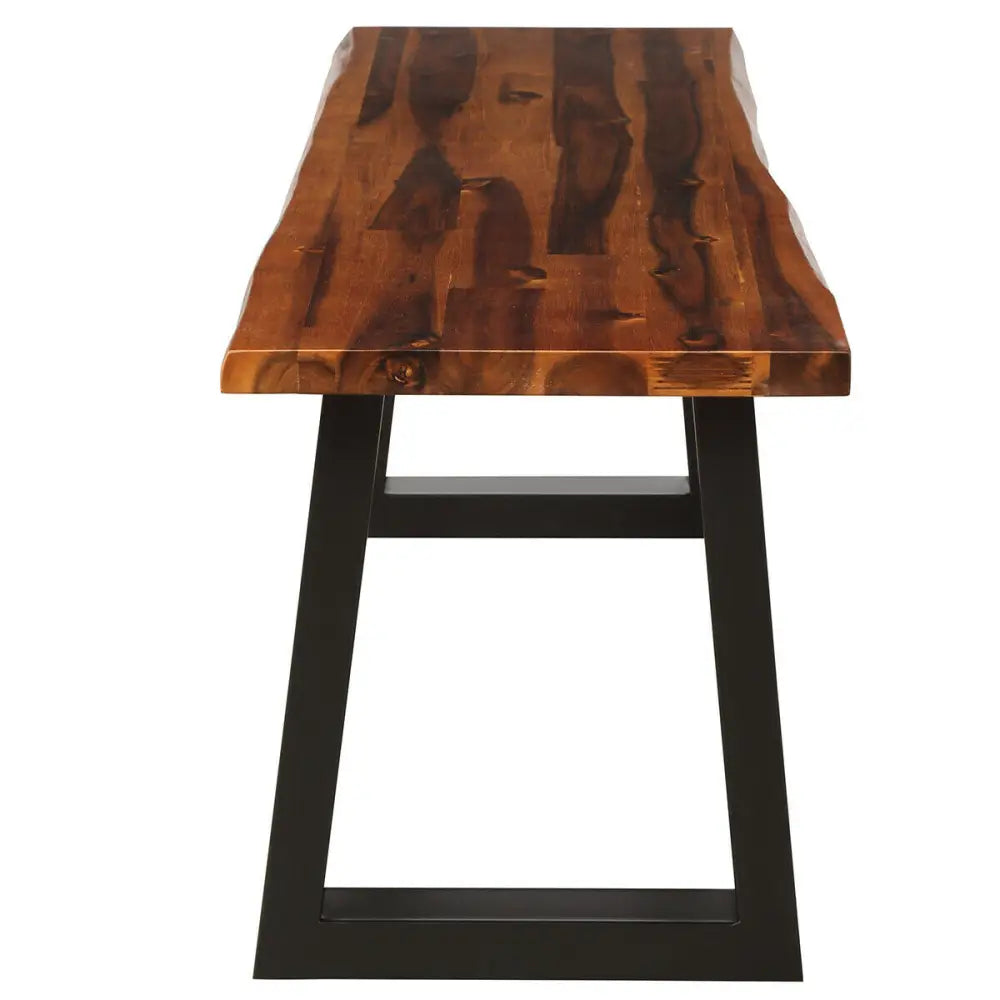 Solid Acacia Wood Patio Bench Dining Bench Seating Chair - Natural - Outdoor Benches