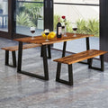 Solid Acacia Wood Patio Bench Dining Bench Seating Chair - Natural - Outdoor Benches