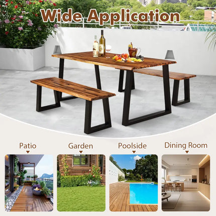 Solid Acacia Wood Patio Bench Dining Bench Seating Bench - Outdoor Benches