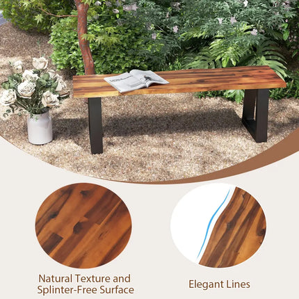 Solid Acacia Wood Patio Bench Dining Bench Seating Bench - Outdoor Benches