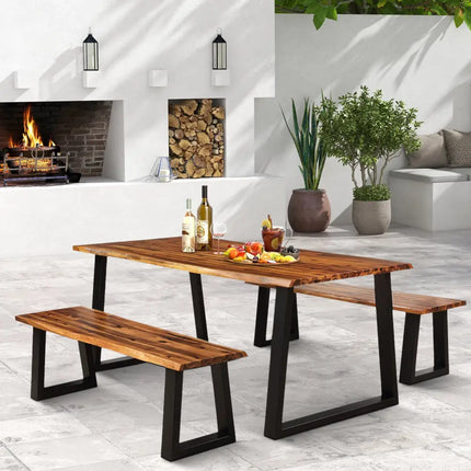 Solid Acacia Wood Patio Bench Dining Bench Seating Bench - Outdoor Benches