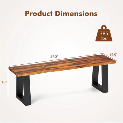 Solid Acacia Wood Patio Bench Dining Bench Seating Bench - Outdoor Benches