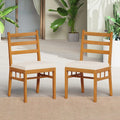 Solid Acacia Wood Patio Chair Set of 2 Armless Chair-White - White - Patio Dining Chairs