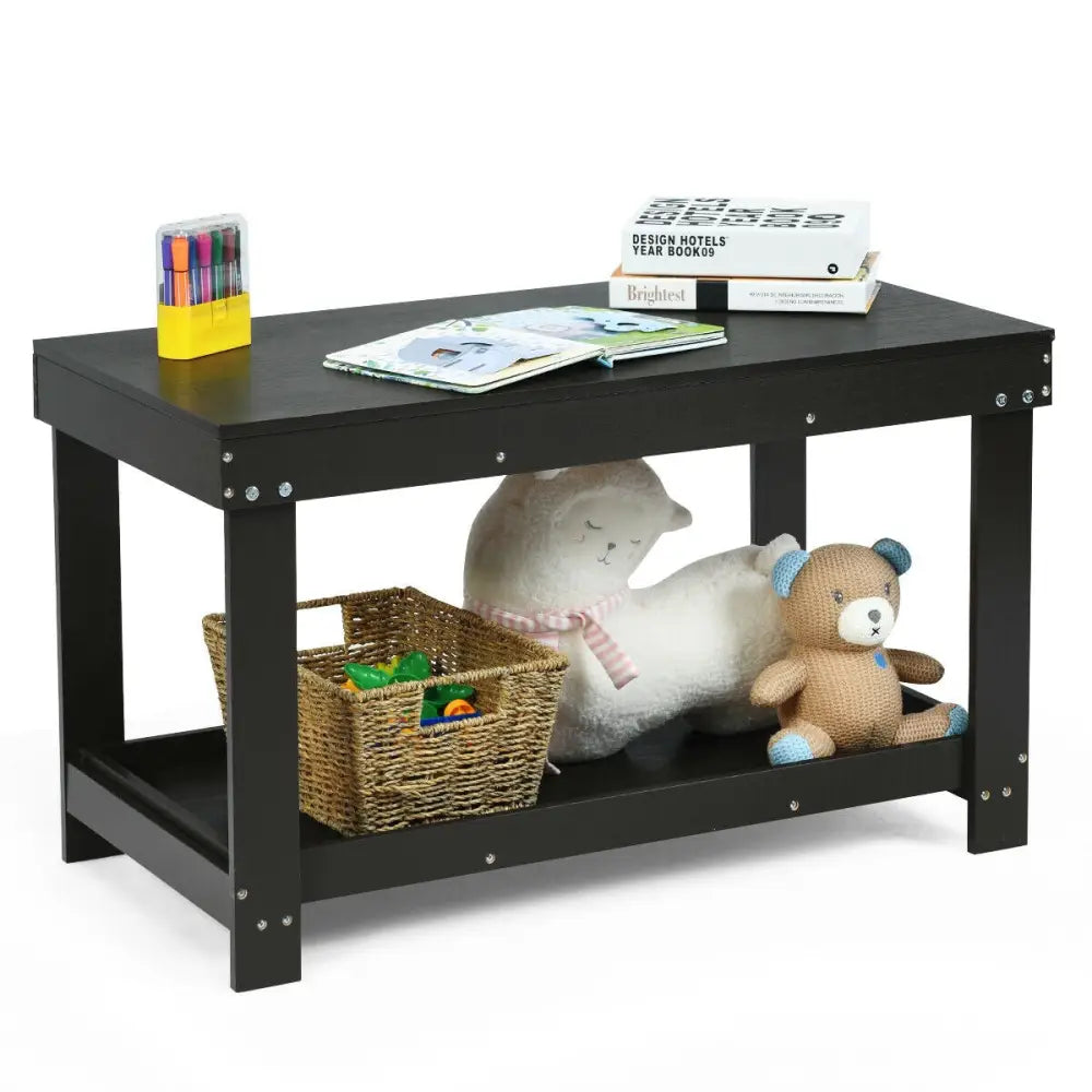 Solid Multifunctional Wood Kids Activity Play Table-Dark Brown - Dark Brown - Kids Table & Chair Sets